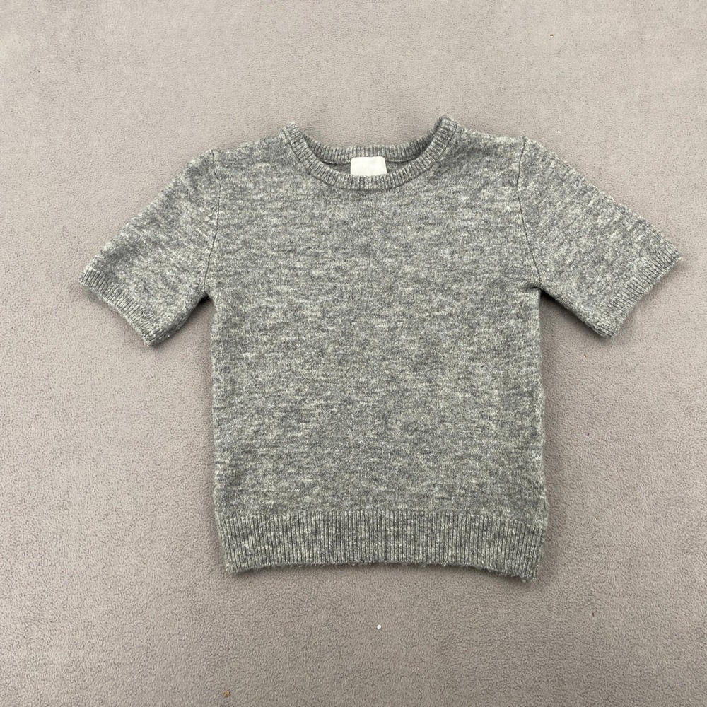 HM Gray Short Sleeve Knit Sweater Wool Blend Crew Neck XXS 1169364 0